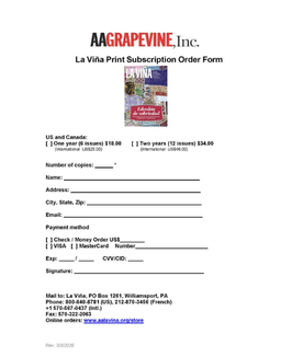 La Viña Subscription Form